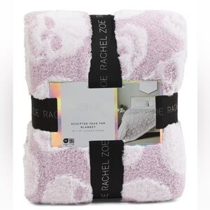 Rachel Zoe Halloween purple faux fur skull blanket with metallic threads 💀💀
